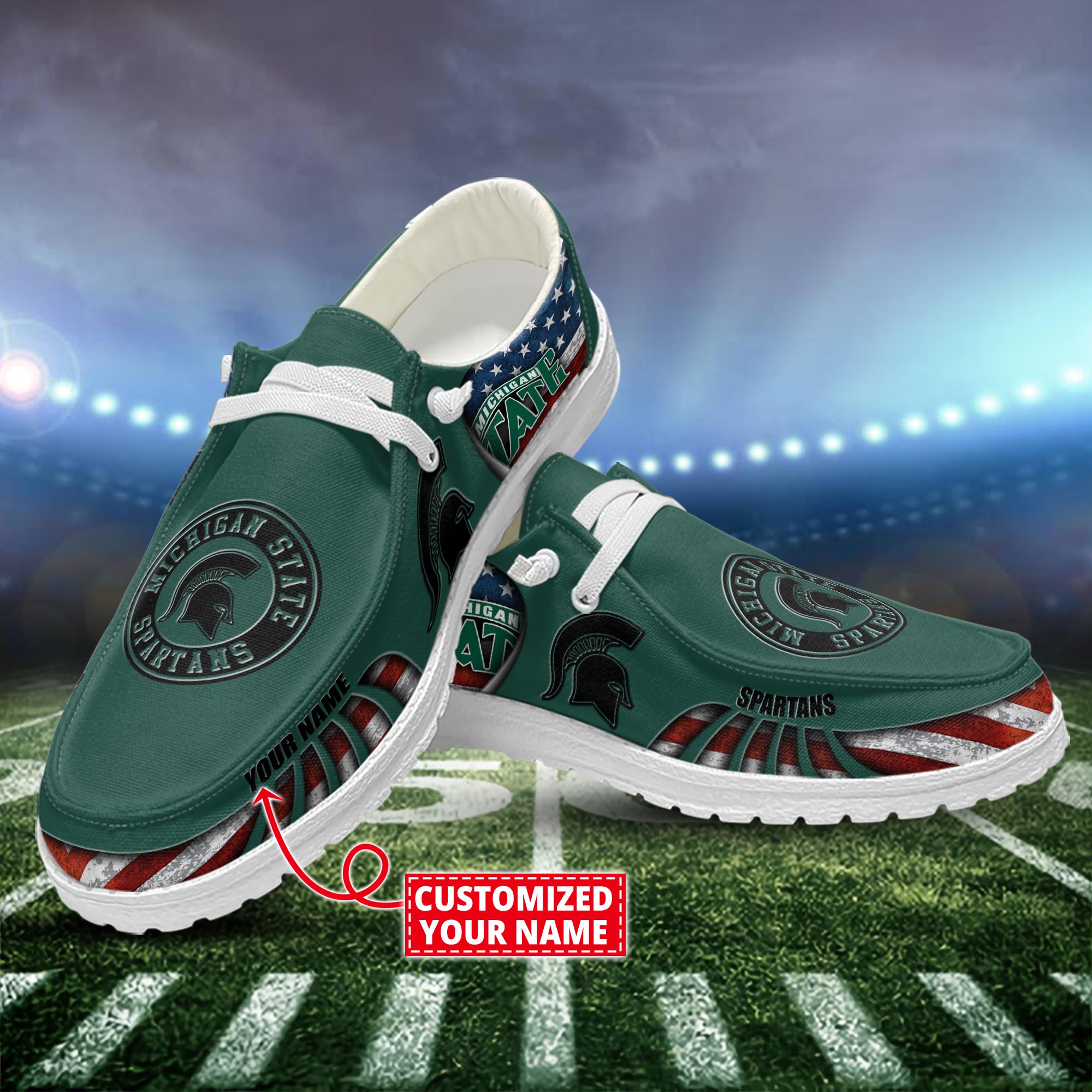 Michigan State Spartans Dude Shoes Custom Name  New Arrivals H52648