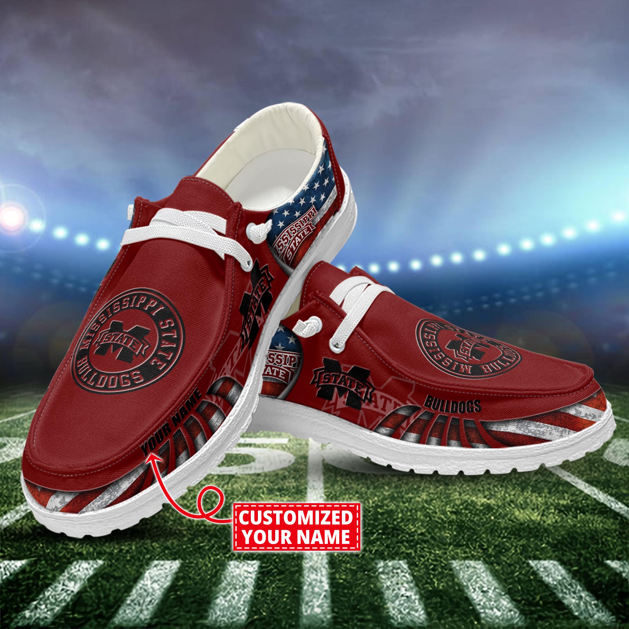 Mississippi State Bulldogs Dude Shoes Custom Name  New Arrivals H52648