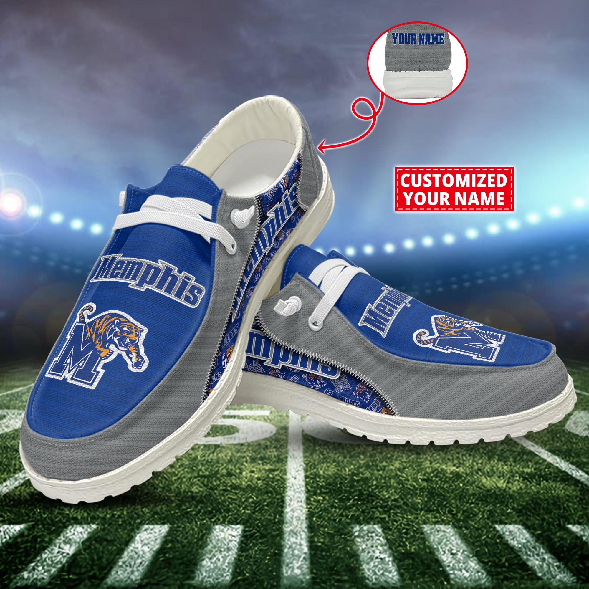 Memphis Tigers Customized Dude Shoes New Arrivals H52922