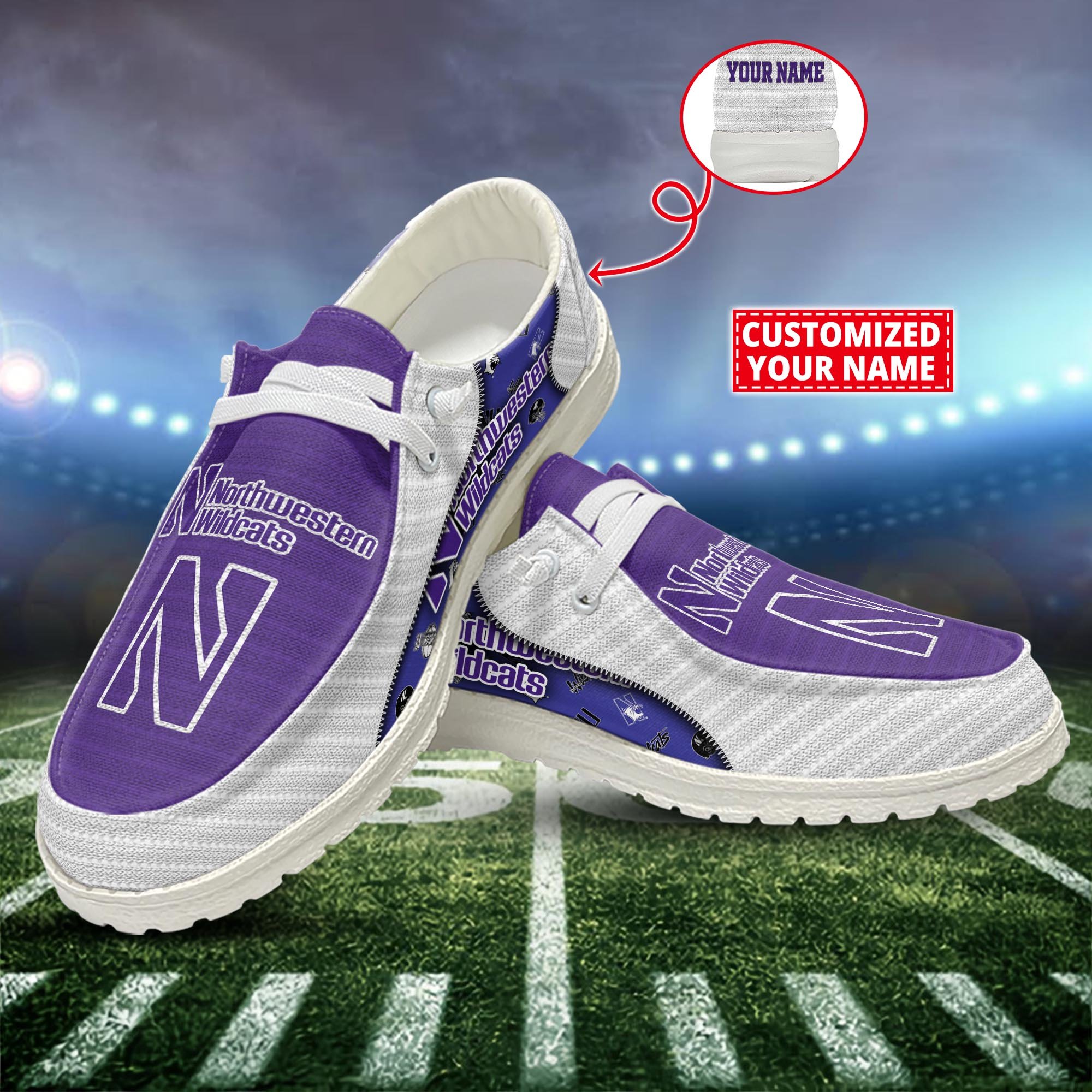 Northwestern Wildcats Customized Dude Shoes New Arrivals H52922