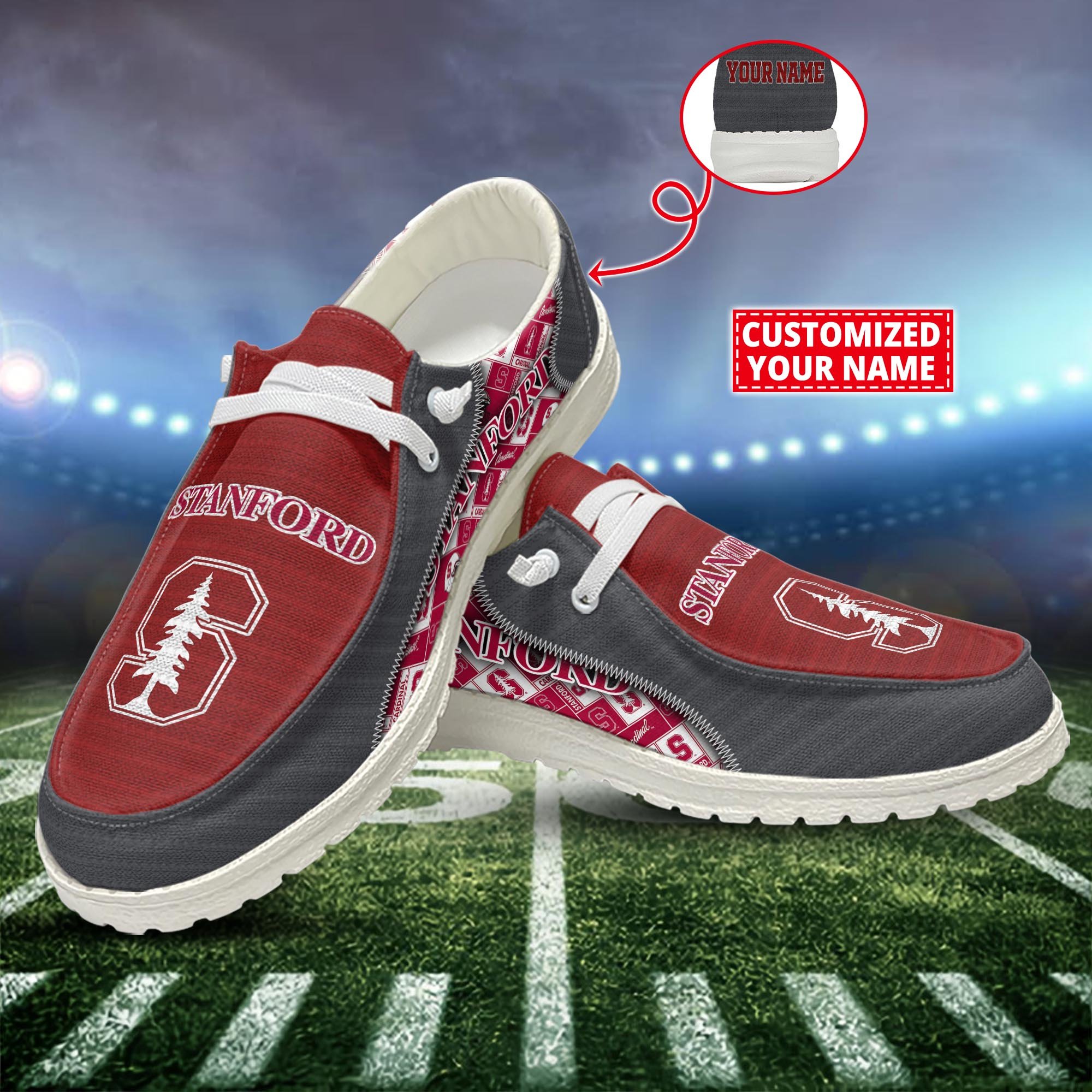 Stanford Cardinal Customized Dude Shoes New Arrivals H52922