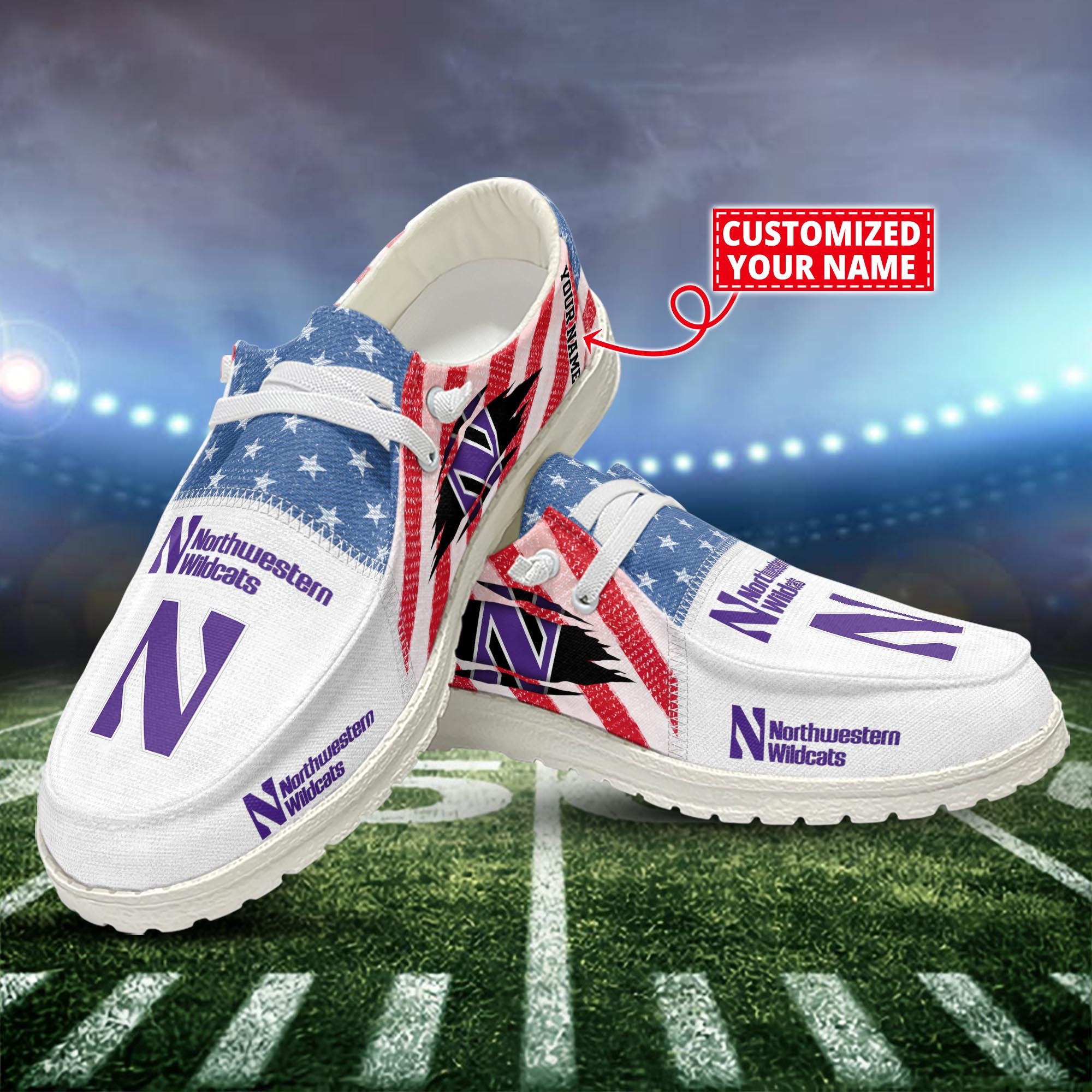 Northwestern Wildcats Customized Dude Shoes New Arrivals H52951