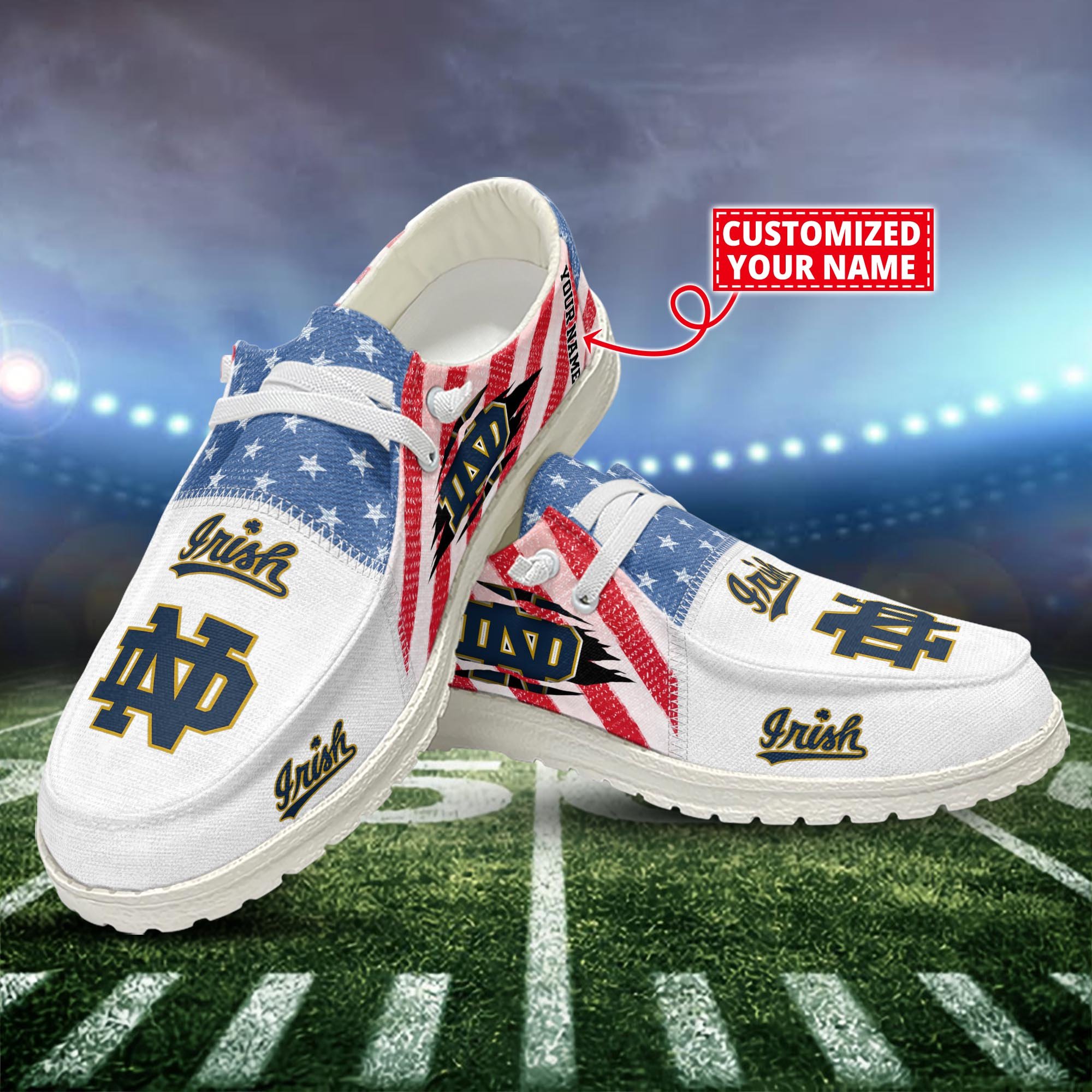 Notre Dame Fighting Irish Customized Dude Shoes New Arrivals H52951