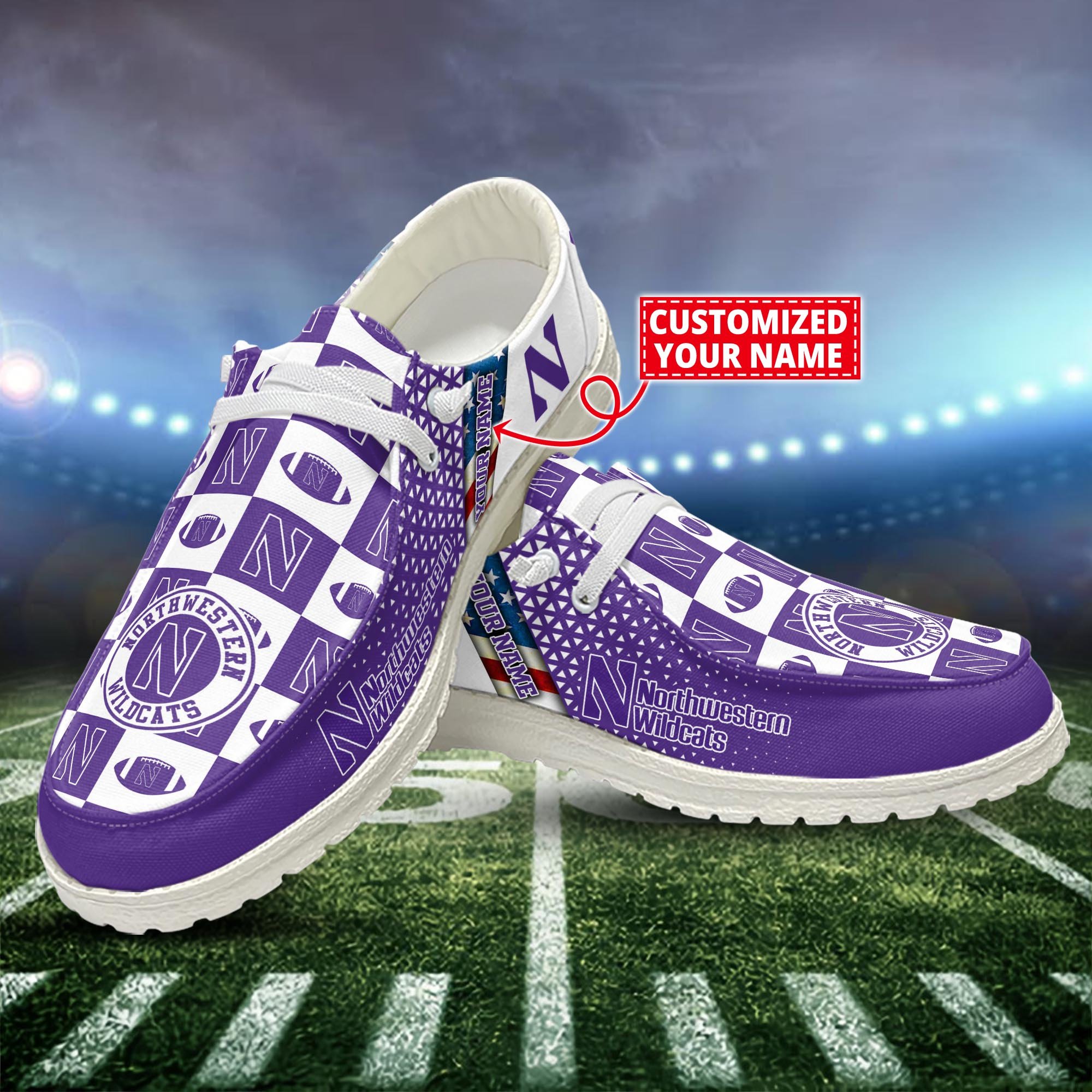 Northwestern Wildcats Customized Dude Shoes New Arrivals H52955