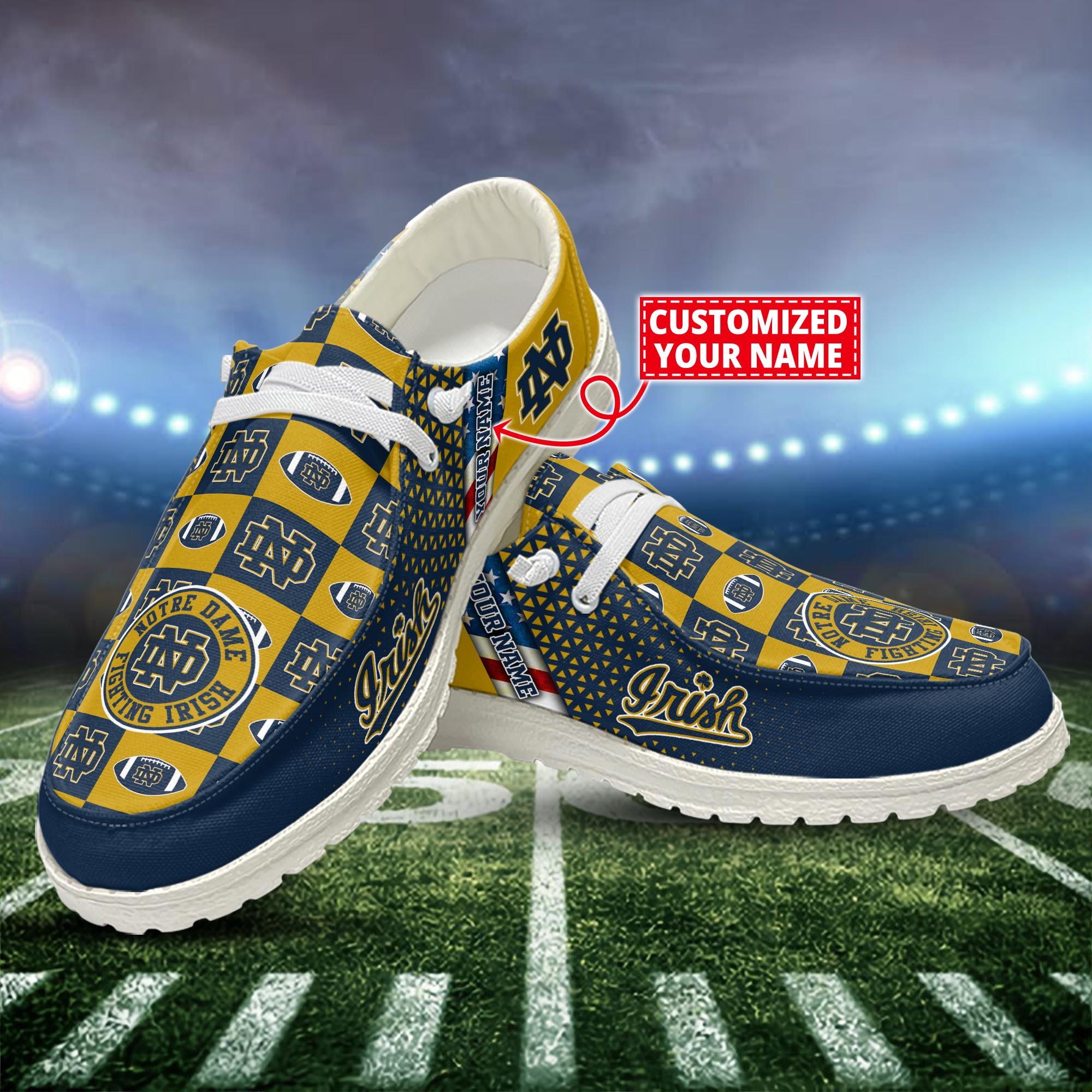 Notre Dame Fighting Irish Customized Dude Shoes New Arrivals H52955