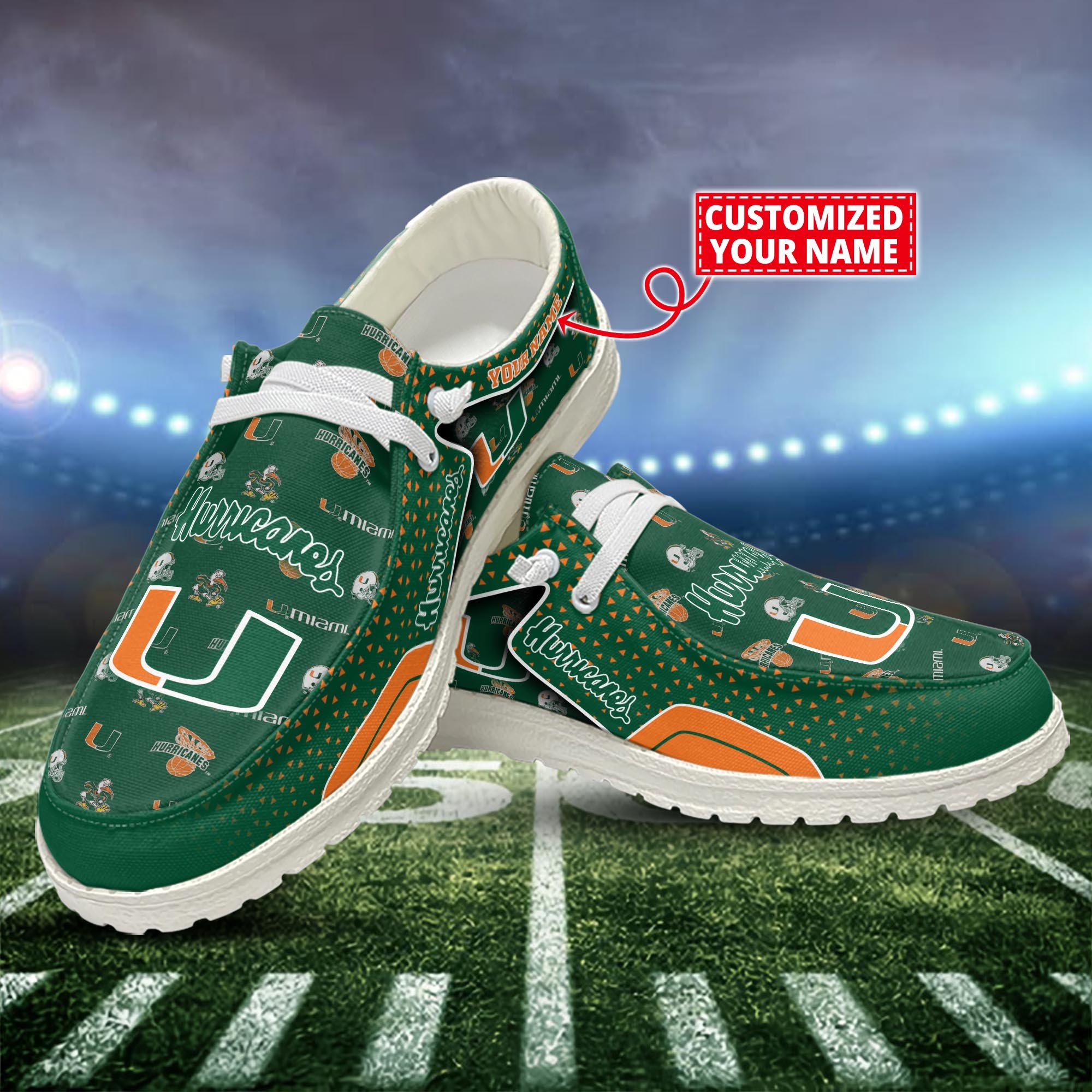 Miami Hurricanes Customized Dude Shoes New Arrivals H52981