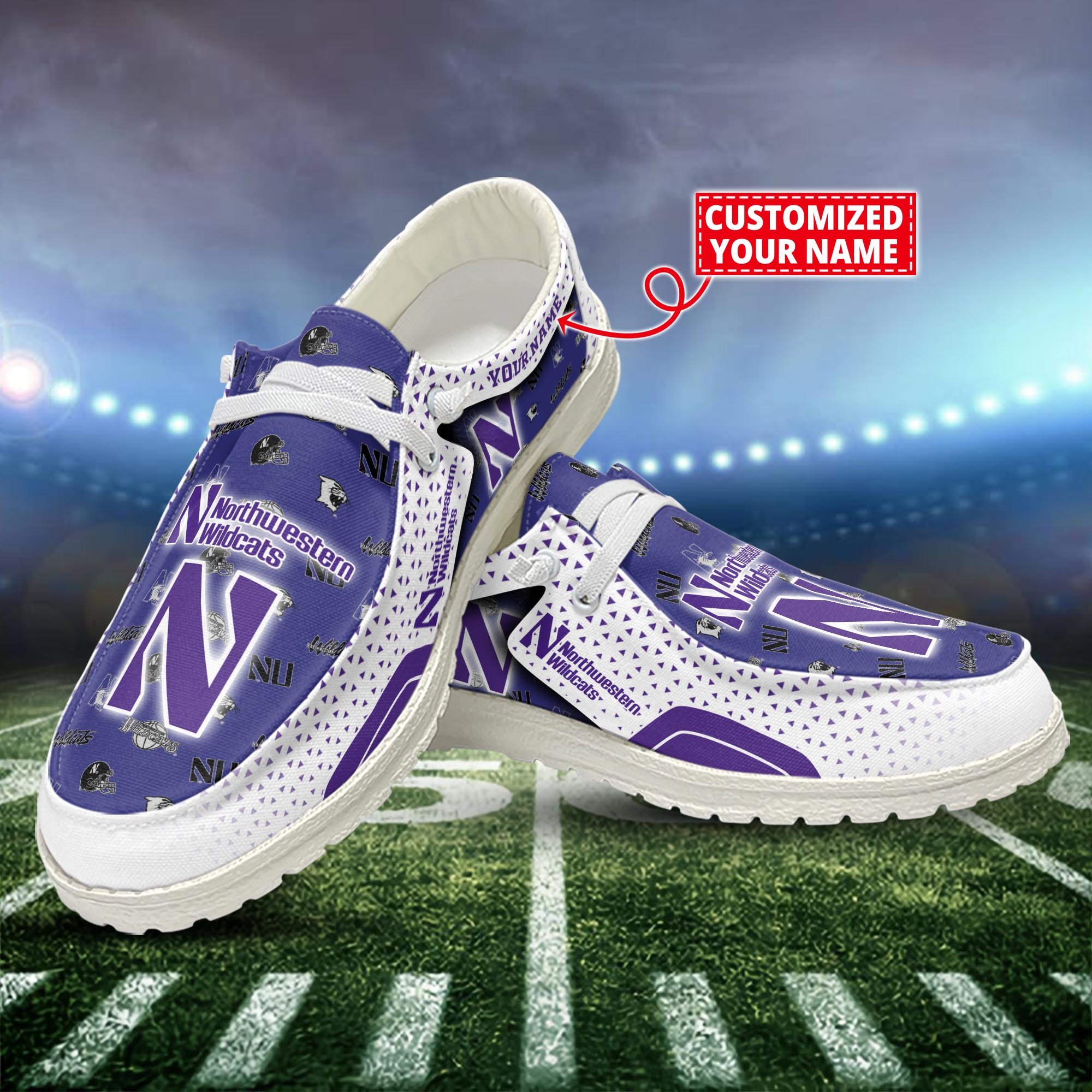 Northwestern Wildcats Customized Dude Shoes New Arrivals H52981