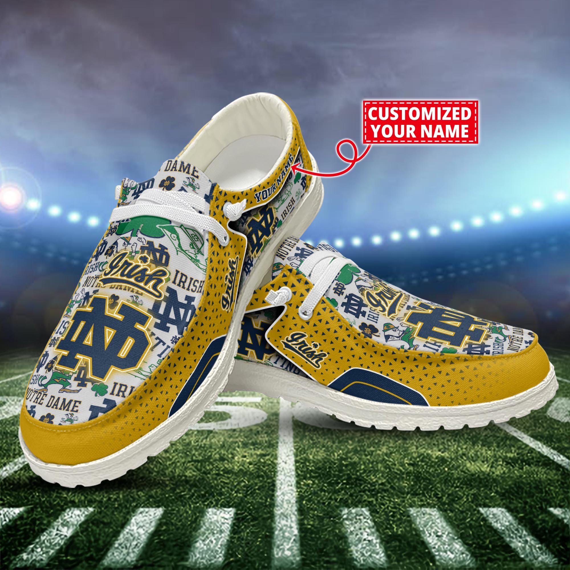 Notre Dame Fighting Irish Customized Dude Shoes New Arrivals H52981