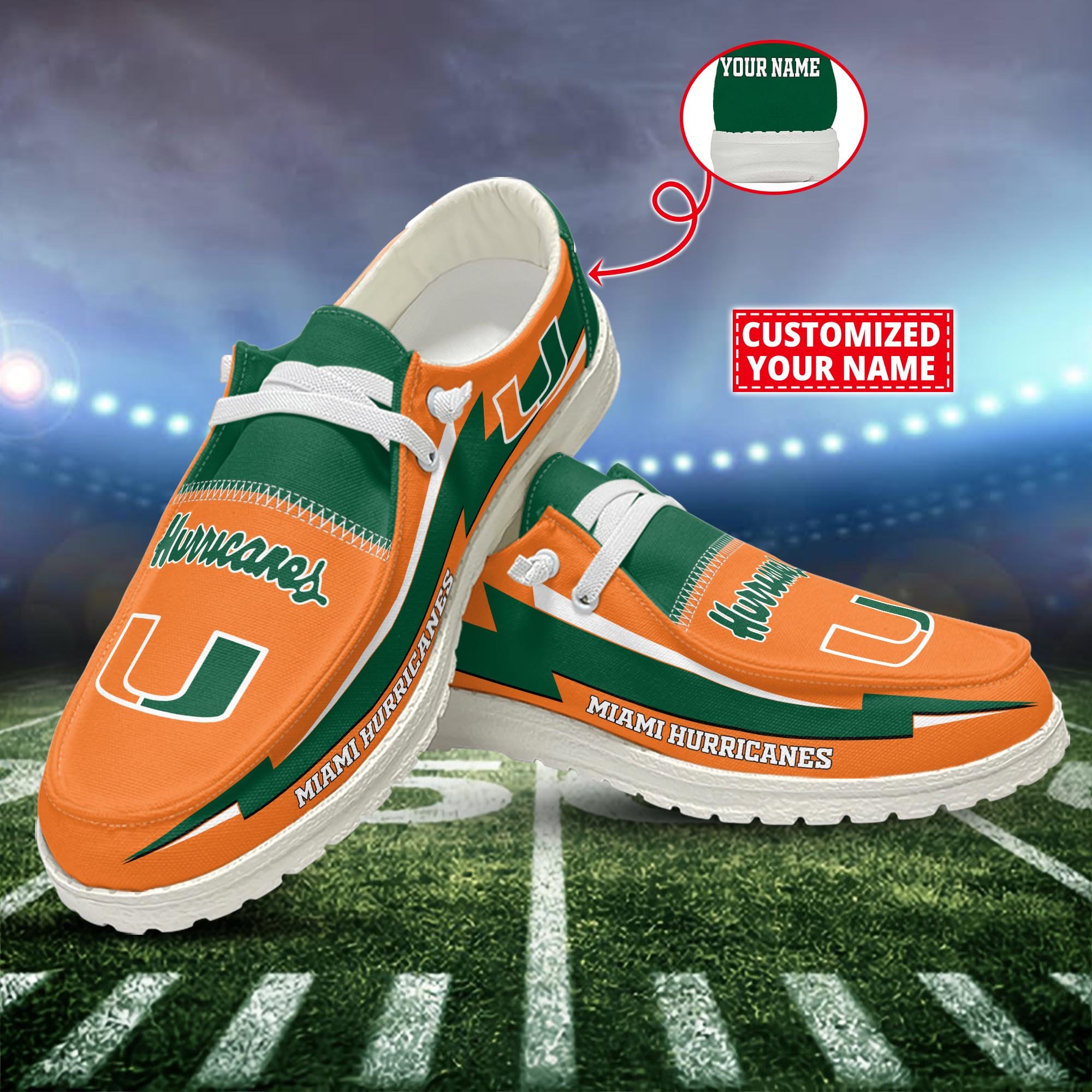 Miami Hurricanes Customized Dude Shoes New Arrivals H53037