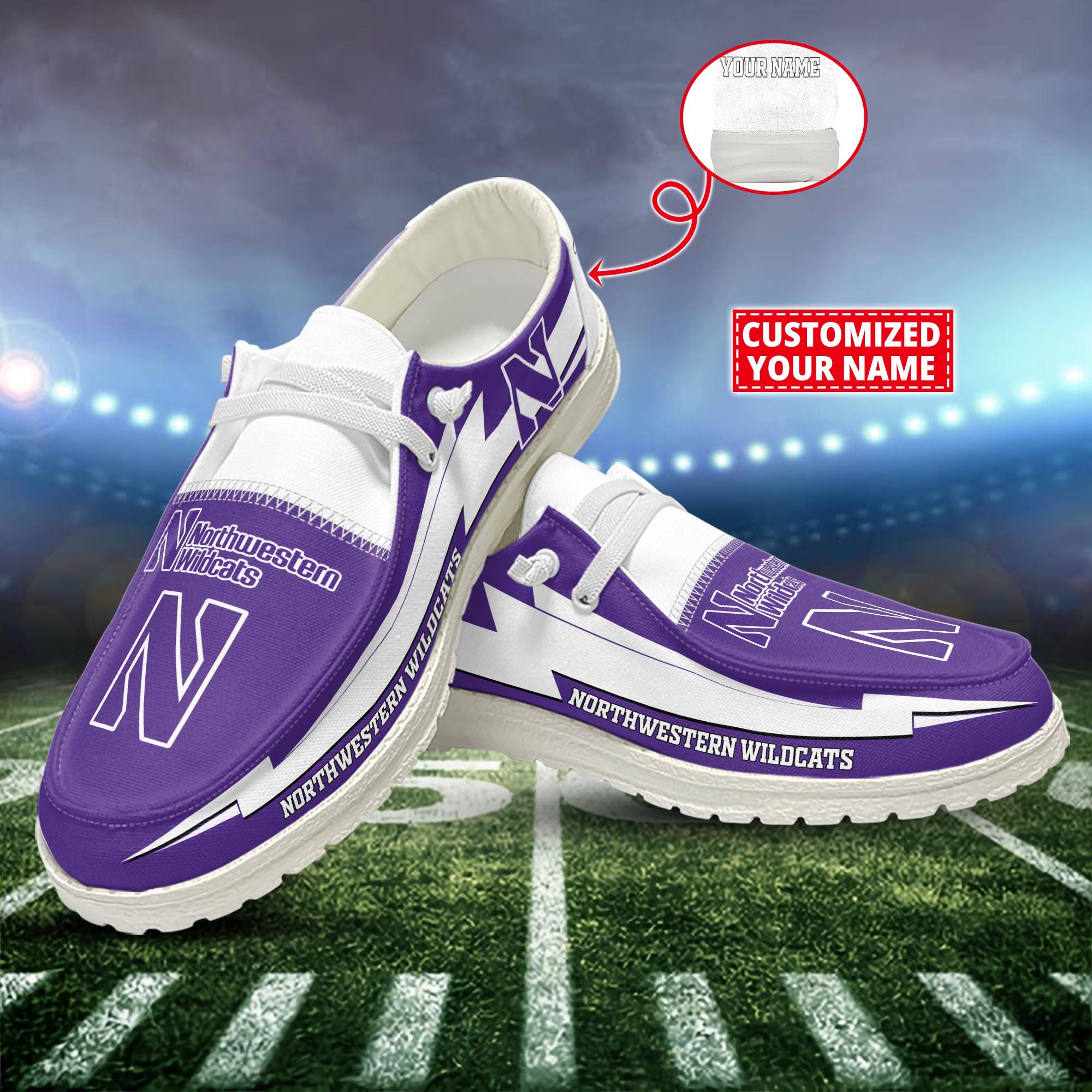 Northwestern Wildcats Customized Dude Shoes New Arrivals H53037