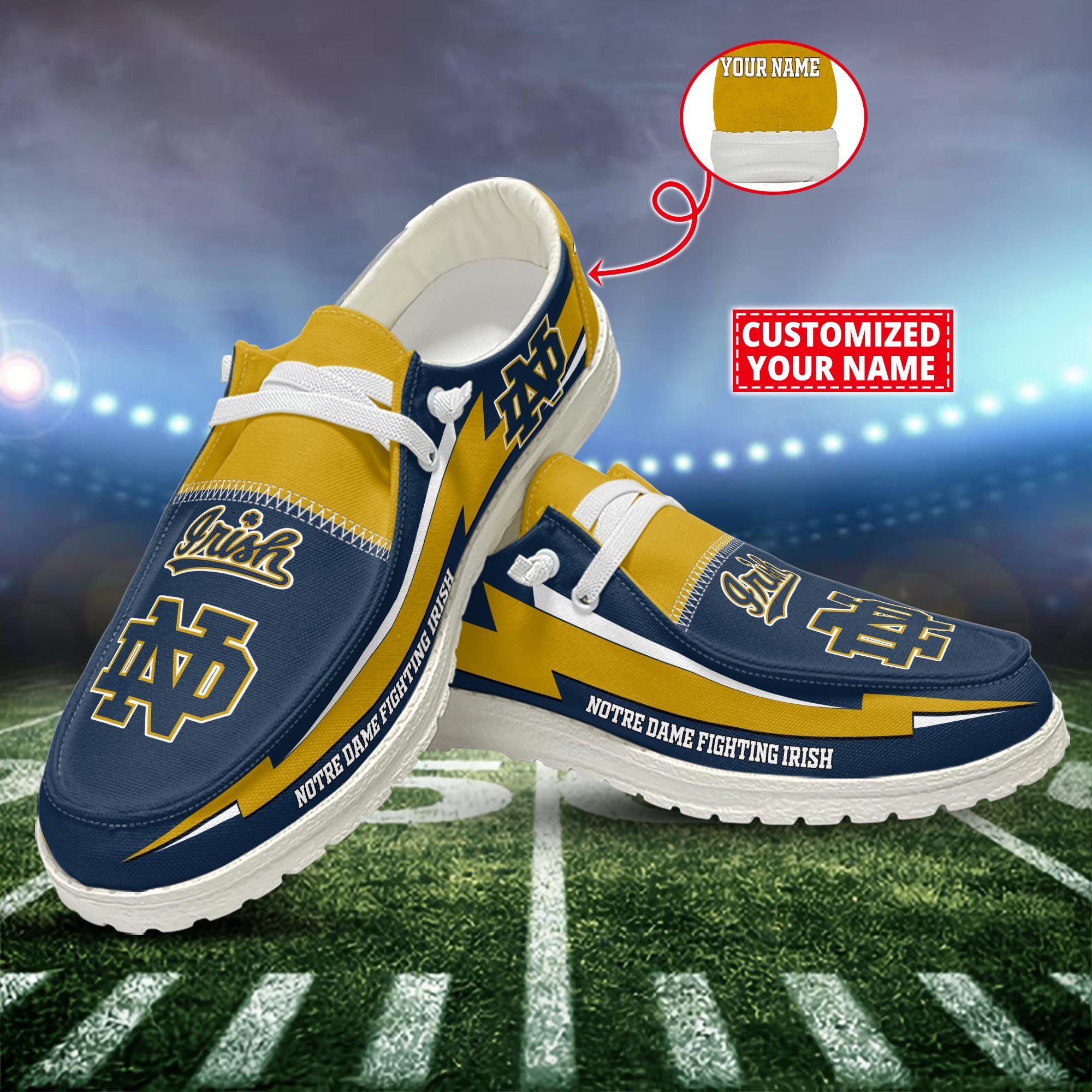 Notre Dame Fighting Irish Customized Dude Shoes New Arrivals H53037