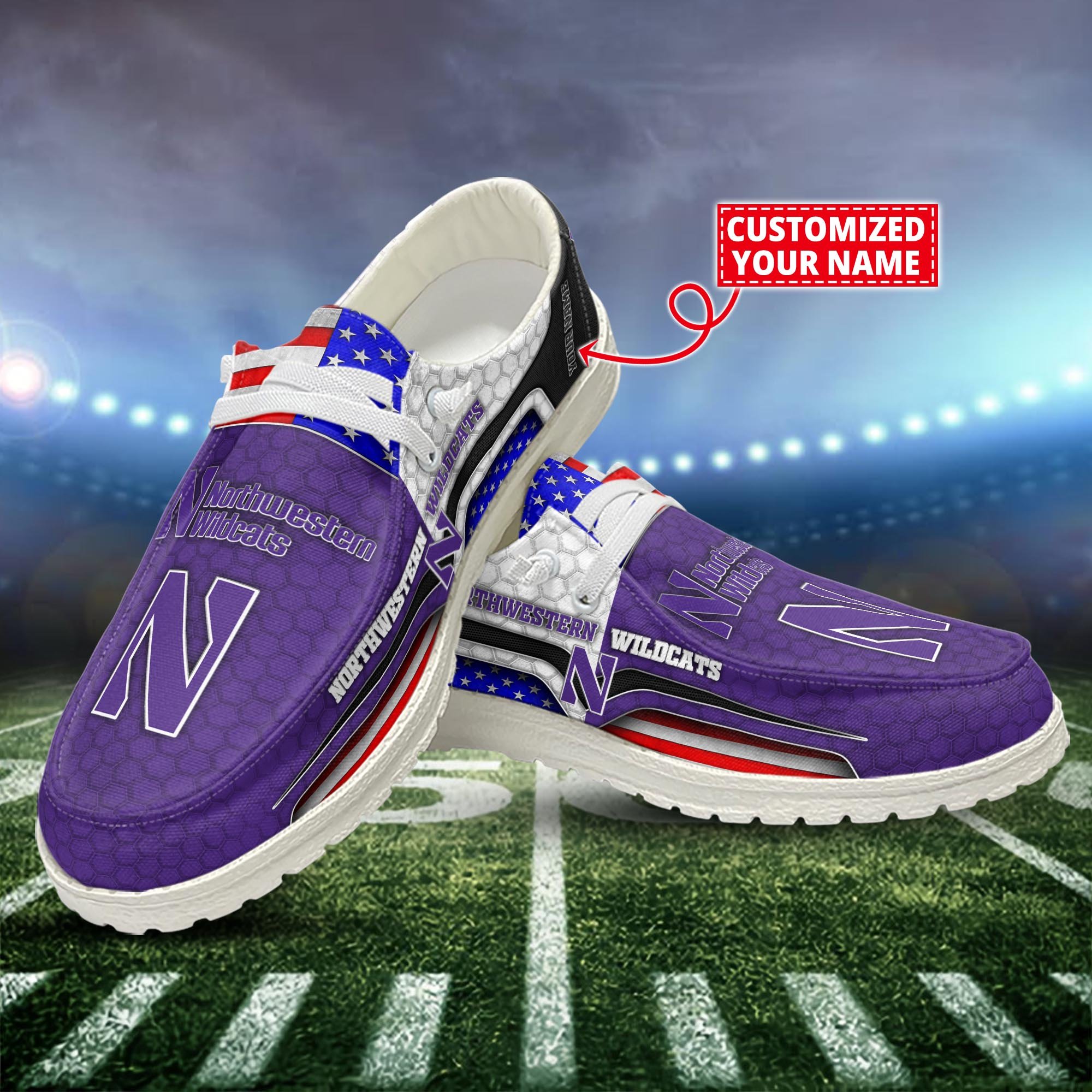 Northwestern Wildcats Customized Dude Shoes New Arrivals H53089