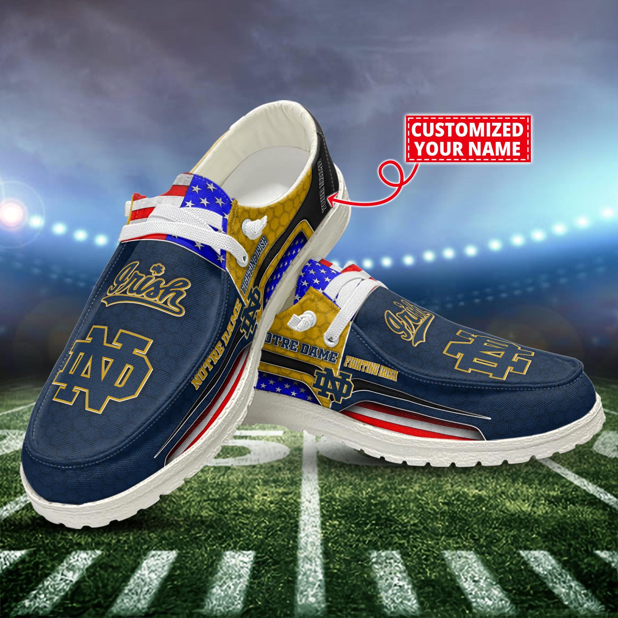 Notre Dame Fighting Irish Customized Dude Shoes New Arrivals H53089