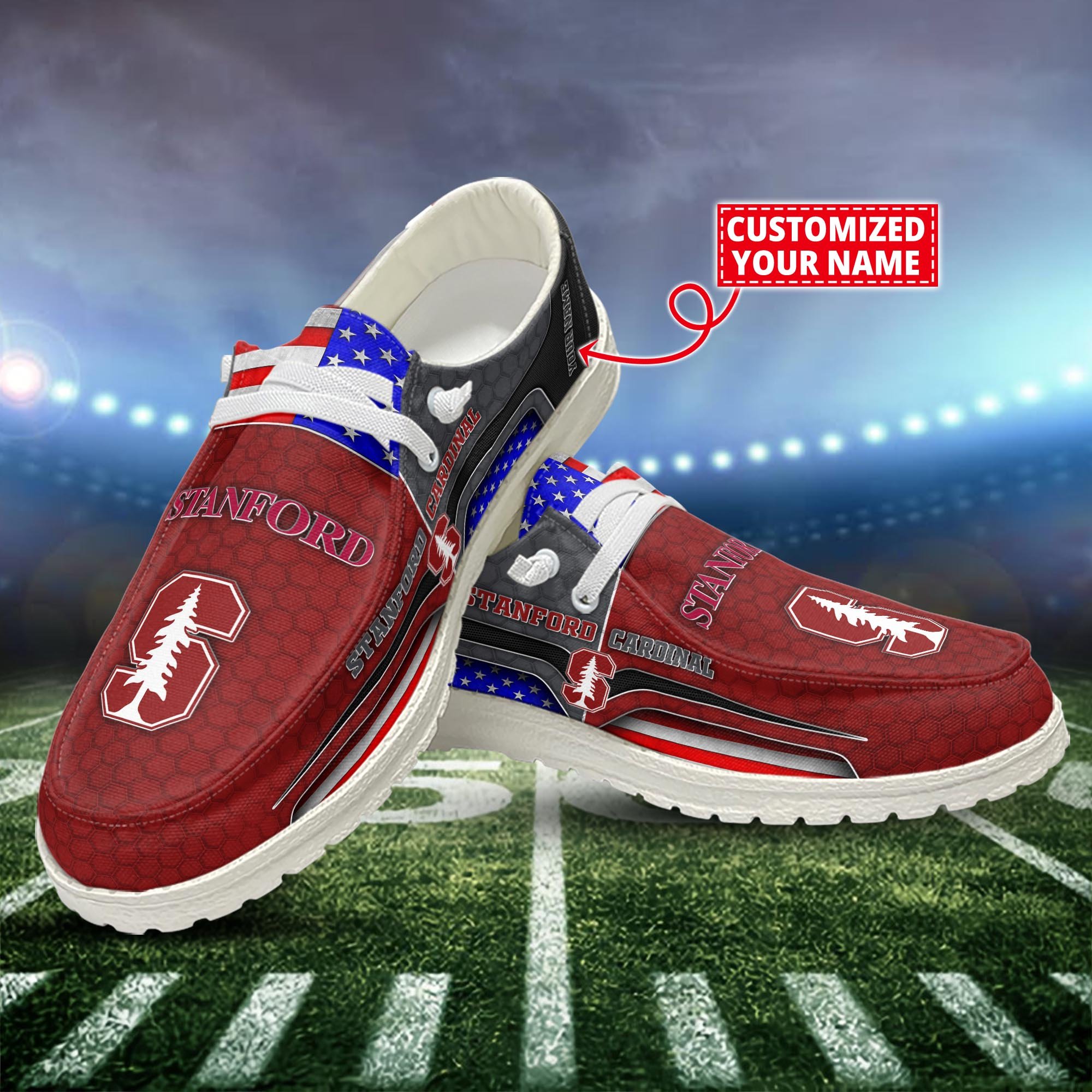 Stanford Cardinal Customized Dude Shoes New Arrivals H53089