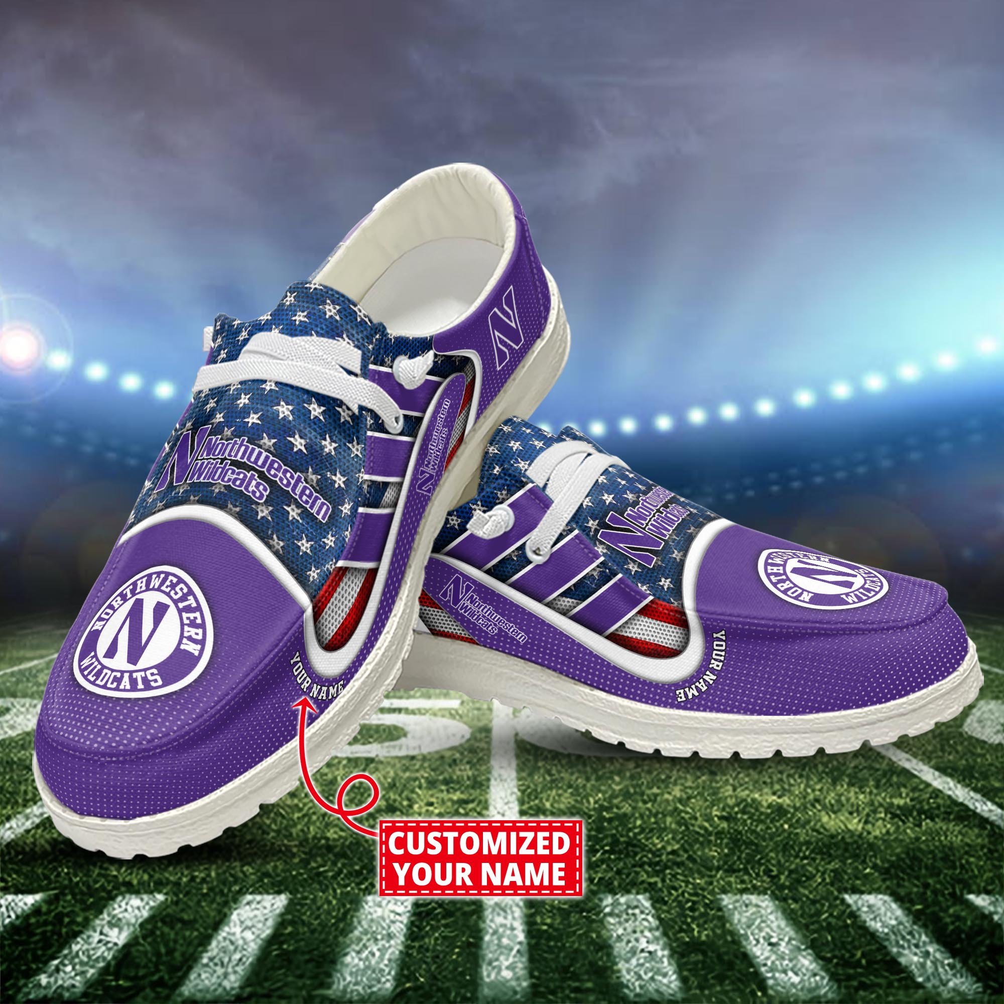 Northwestern Wildcats Customized Dude Shoes New Arrivals H53093