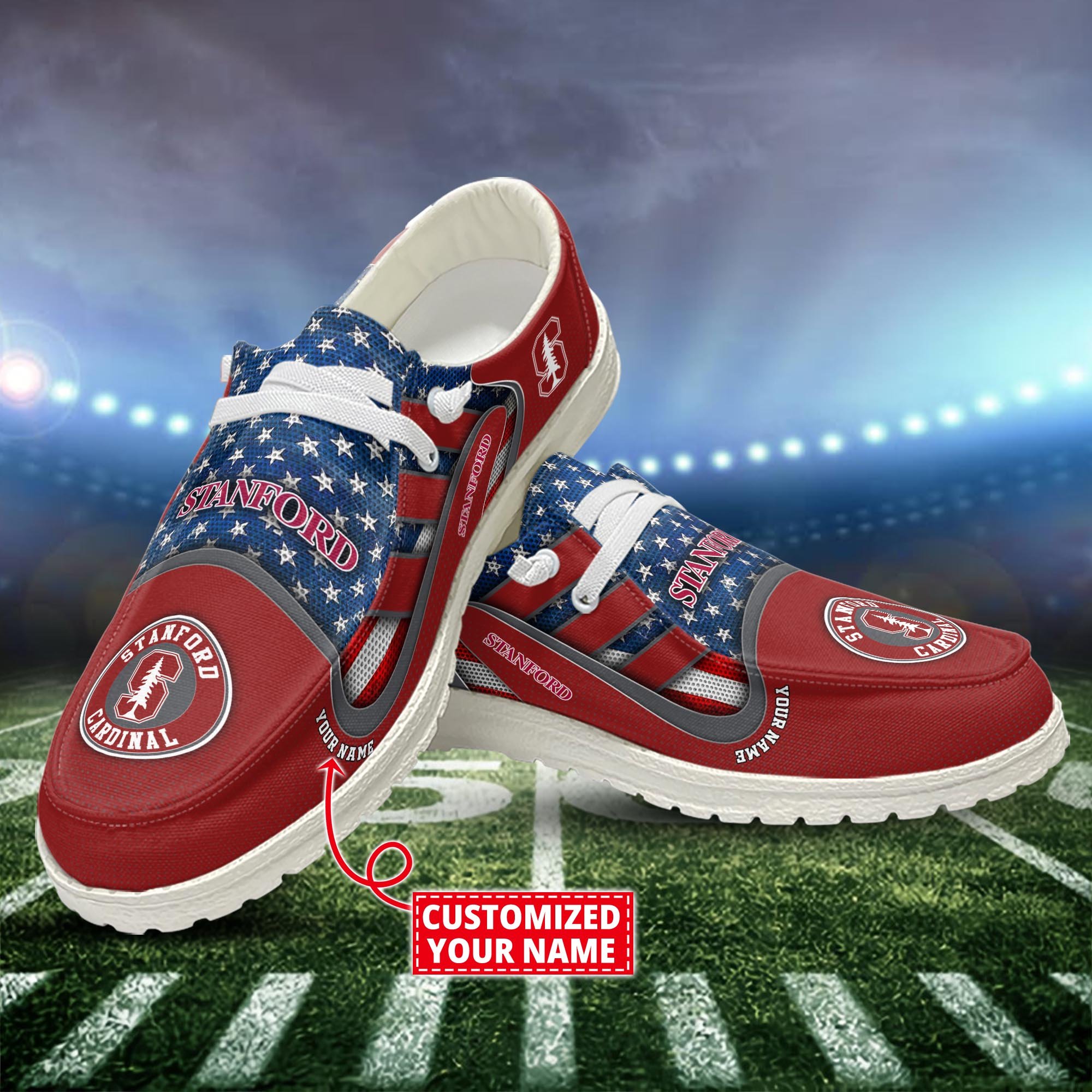 Stanford Cardinal Customized Dude Shoes New Arrivals H53093