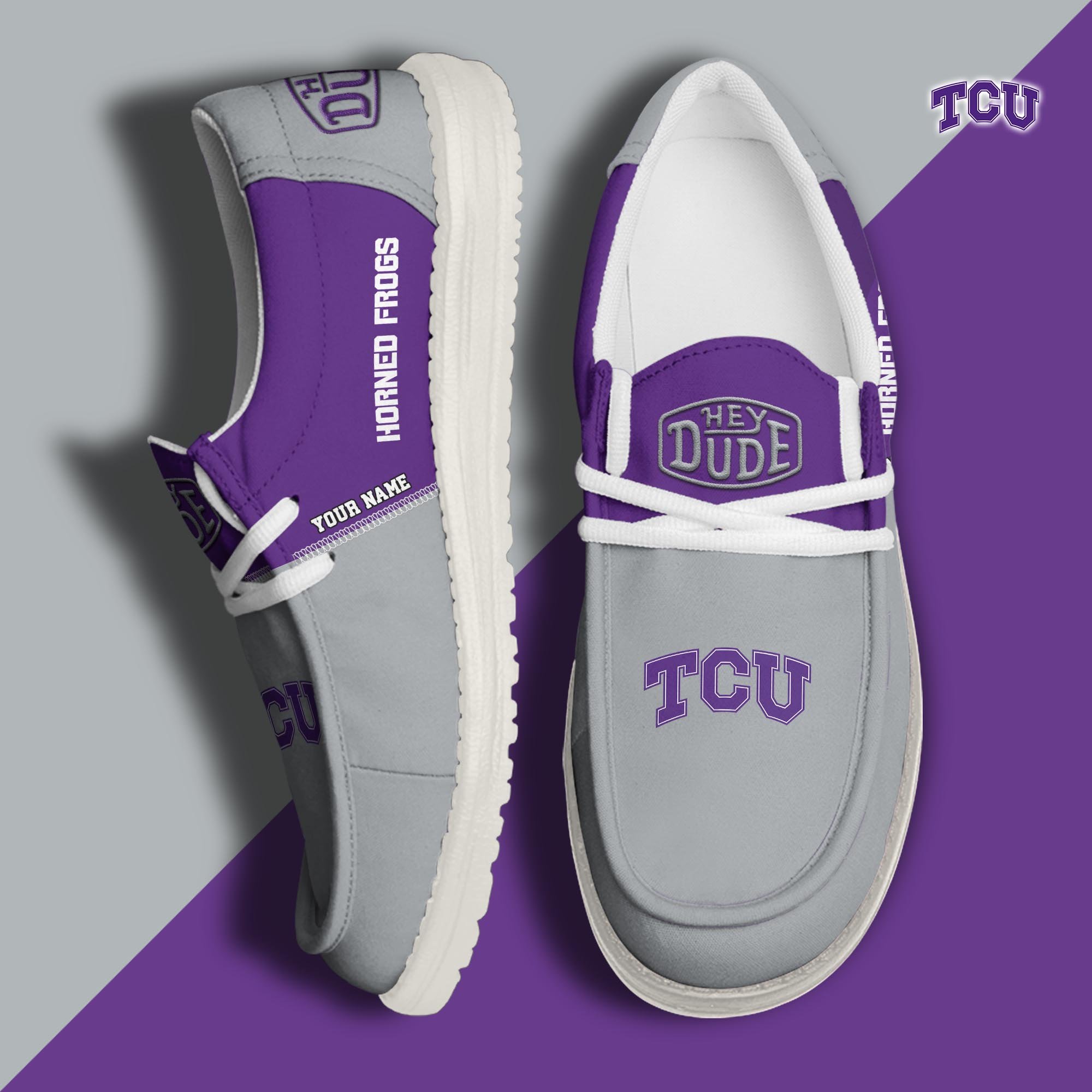 TCU Horned Frogs HD Canvas Loafer Shoes Custom New Arrivals 61048