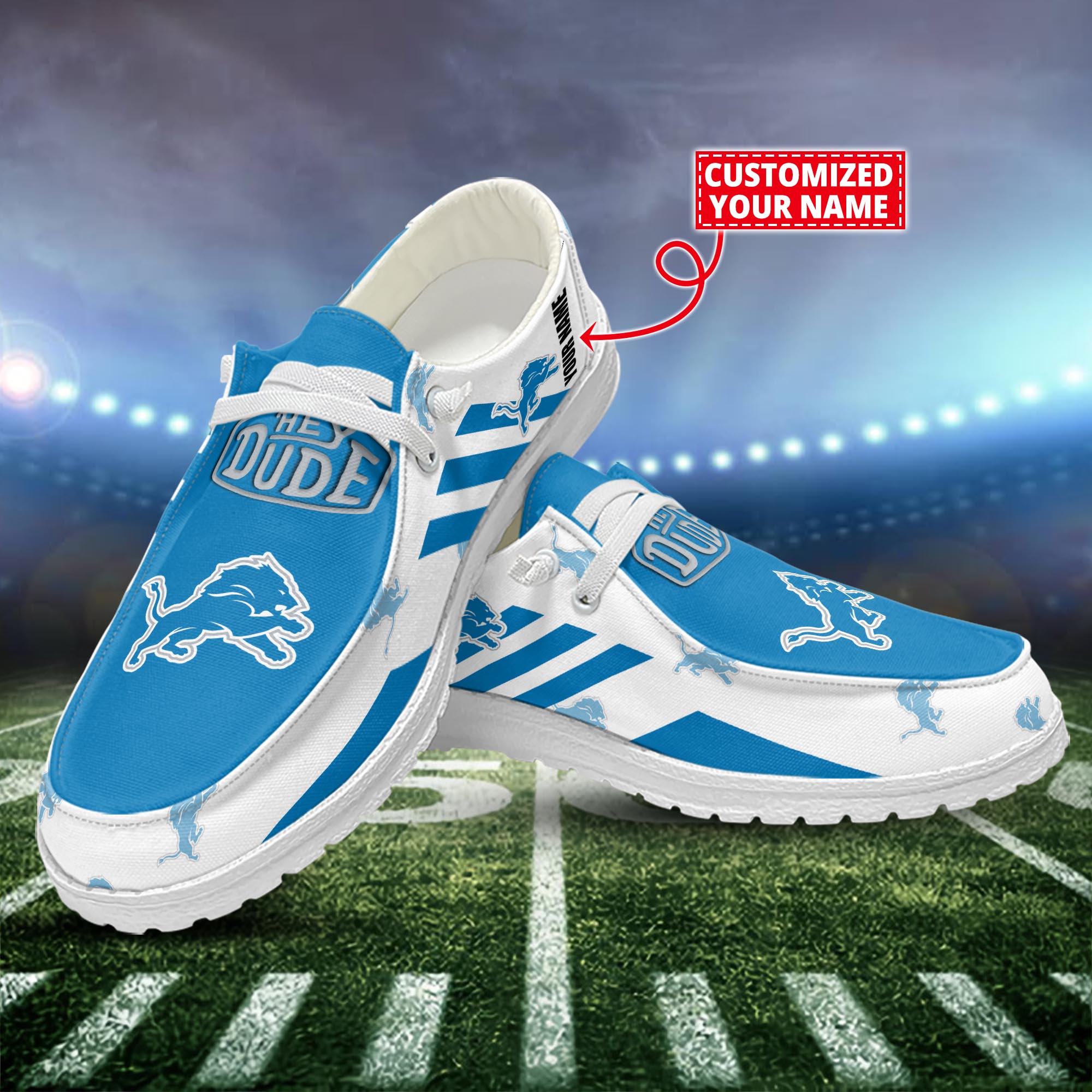 Detroit Lions HD Canvas Loafer Shoes Custom 61064